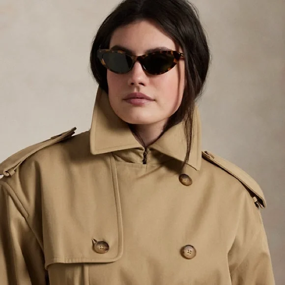 Lauren Ralph Lauren Twill Double-Breasted Belted Trench Coat